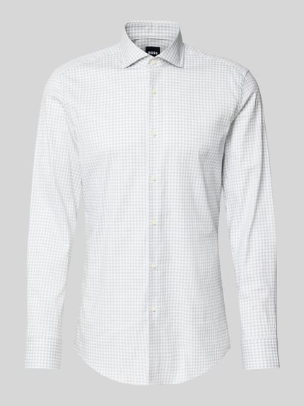 Produktfoto, jasnoszara koszula w kratę Slim Fit Businesshemd aus Baumwoll-Mix model 'H-HANK-SP' od BOSS, koszule biznesowe