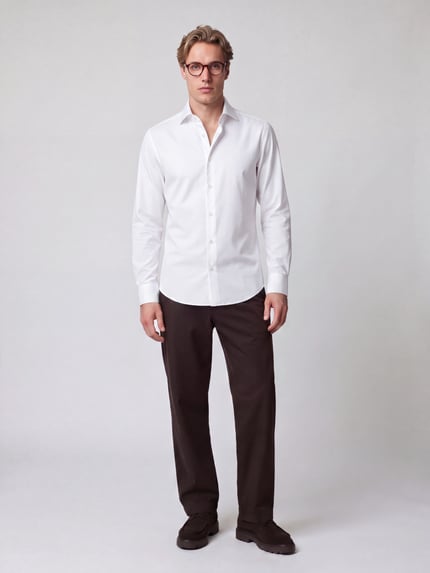 BOSS Regular Fit Businesshemd mit Haifischkragen Weiss 1