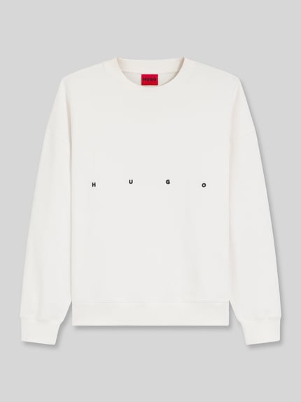 HUGO Bluza oversized z nadrukiem z tyłu Złamany biały 2