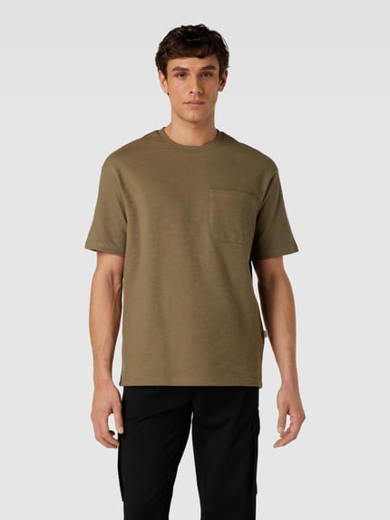 Selected T-Shirt mit aufgesetzter Brusttasche Modell 'LOOSESAUL' Oliv 4