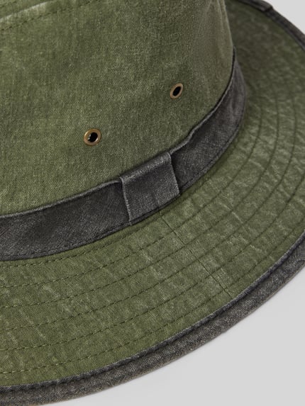 Productfoto, Safarihut aus Baumwolle mit Hutband van Müller Headwear, puur katoen, breedte krempel, hoedband, two-tone-stijl, groene tinten, zichtbare textuur