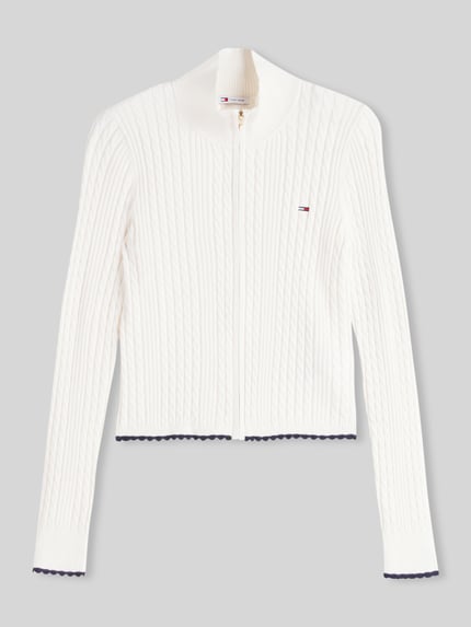 Tommy Jeans Slim Fit Strickjacke aus Viskose-Mix Weiss 2