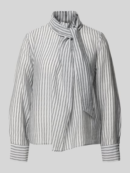 Produktfoto, Regular Fit Strikblouse met streepmotief van Jake*s Collection, Lyocellmix, opstaande kraag, ruglengte maat 36: 58 cm, mouwlengte maat 36: 62 cm