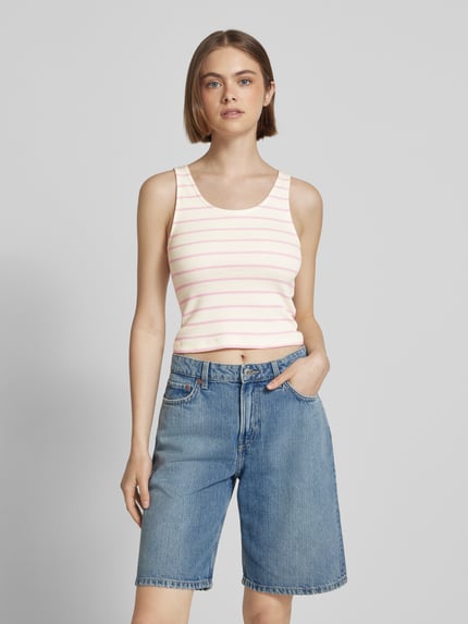 ONLY Slim fit tanktop in riblook, model 'NESSA' Roze - 4