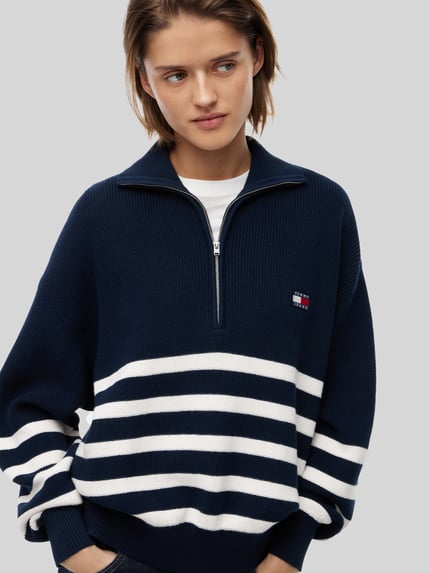 Tommy Jeans Oversize Troyer aus reiner Baumwolle Dunkelblau 3