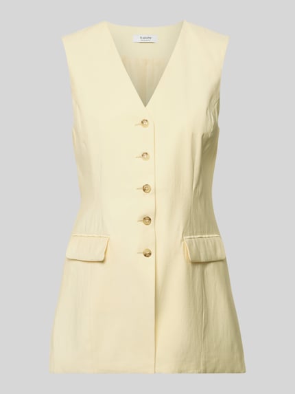 b.young Bodywarmer van viscosemix met klepzakken model 'ESSIE' Lichtgeel - 2