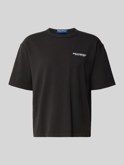 Produktfoto, schwarzes Regular Fit T-Shirt aus reiner Baumwolle Modell '10/1' von Polo Ralph Lauren, glatte Textur, schlichter Stil, Herren T-Shirt