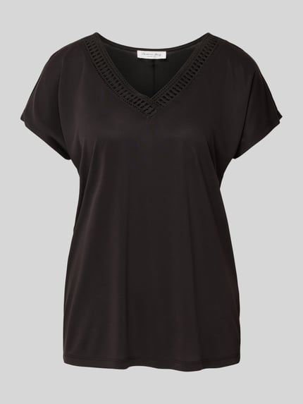 Christian Berg Woman T-shirt z mieszanki modalu z dekoltem w serek Czarny 2
