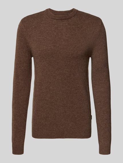 Blend Gebreide pullover met ribboorden, model 'BRANKO' Donkerbruin gemêleerd - 2