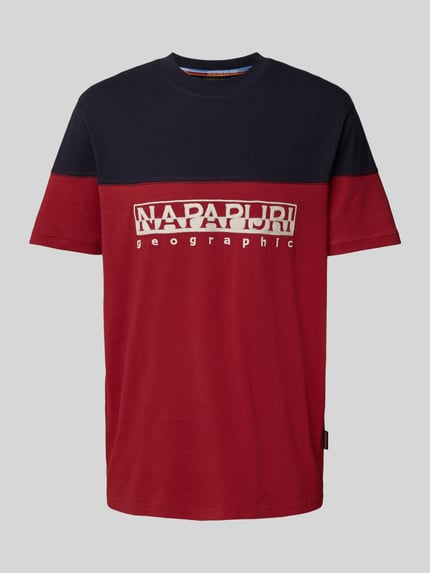 Napapijri T-shirt met labelstitching, model 'SATURNIA' Marineblauw - 2