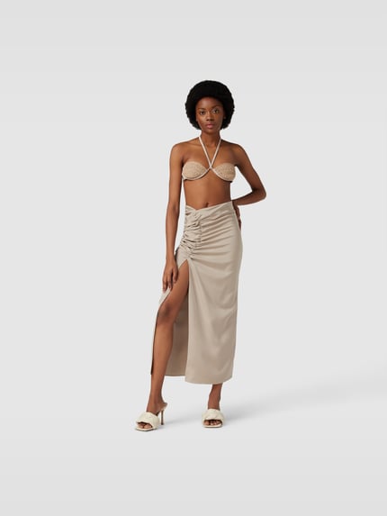 The Mannei Bustier in vlechtlook Taupe - 1