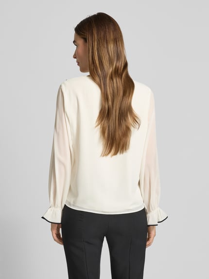 s.Oliver BLACK LABEL Regular fit blouse met lange mouwen met volants Wit - 5