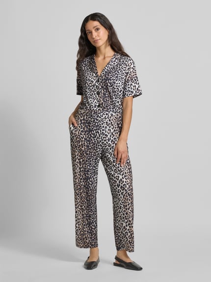 Oui Jumpsuit mit Animal-Print Camel 4