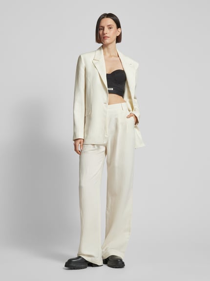 Patrizia Pepe Blazer van een mix van viscose en linnen, model 'GIACCA ESSENTIAL' Wit - 1