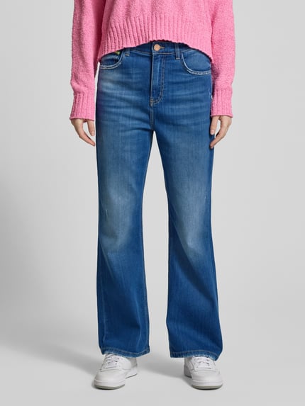 Goldgarn Korte flare cut jeans in 5-pocketmodel, model 'LUISENPARK' Blauw - 4