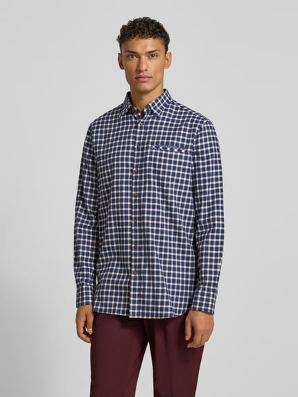 Christian Berg Men Regular fit vrijetijdsoverhemd met kentkraag Marineblauw - 4