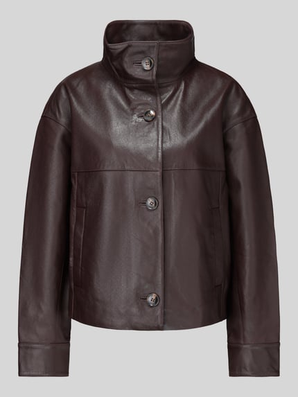 Jake*s Collection Lederjacke aus Lammnappa mit Stehkragen Schoko 2