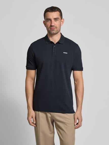 HUGO Koszulka polo z nadrukiem z logo model ‘Donos’ Ciemnoniebieski 4