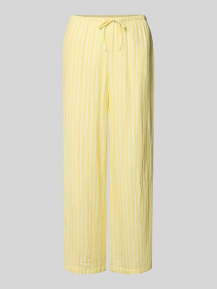 Produktfoto, Loose Fit Weite Hose aus reiner Baumwolle Modell 'THYRA' van Only, look: effen, geel met witte strepen, tunnelkoord sluiting, elastisch boord, zij-steekzakken, materiaalverwerking: gevlamd garen, puur katoen