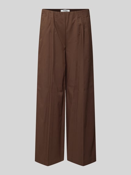 Productfoto, Culotte met steekzakken model 'Jenny' van TONI, katoenmix met stretch, wide leg, persplooien, bruin