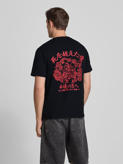 Edwin T-shirt met labelprint, model 'FOREVER LOVER' Zwart - 5