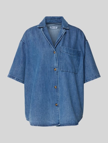 EDITED Jeansbluse mit aufgesetzter Brusttasche Modell 'Pheline' Jeansblau 2