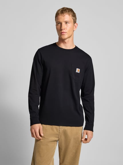 Carhartt Work In Progress Shirt met lange mouwen met borstzak en labeldetail Zwart - 4
