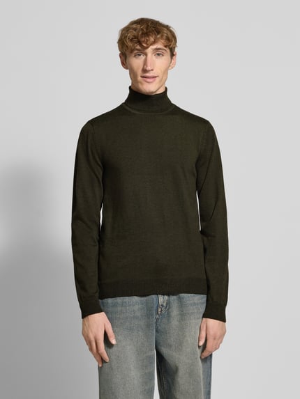 Blend Rollkragenpullover mit Label-Detail Oliv Melange 4