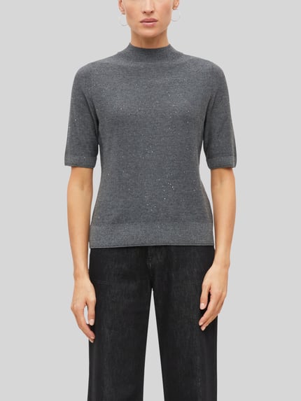 s.Oliver BLACK LABEL Pullover mit Glitzer-Applikation Anthrazit 3