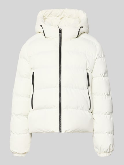 Produktfoto, Regular Fit Jacke in Stepp-Optik von Superdry in Weiß mit Kapuze, Reißverschluss und sichtbaren Steppnähten, Damen Jacke