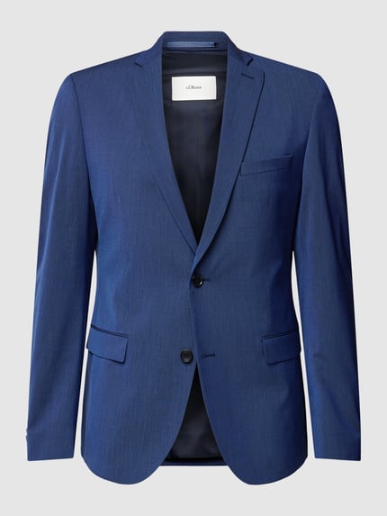 s.Oliver BLACK LABEL Slim fit 2-knoopscolbert met viscosegehalte Koningsblauw - 2