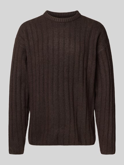 JACK & JONES Sweter z dzianiny z dodatkiem wełny model „BRADLEY” Ciemnobrązowy 2