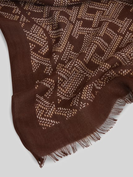 Tommy Hilfiger Schal aus Baumwoll-Mix mit Logo-Muster Mittelbraun 4