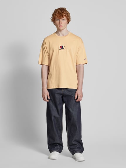 Champion T-shirt met labelstitching Beige - 1
