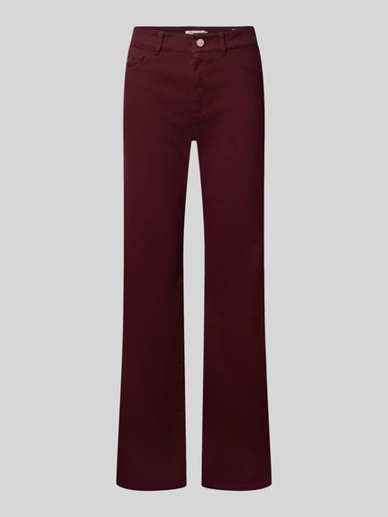 Produktfoto, Straight Fit Stoffhose im 5-Pocket-Design van Christian Berg Woman in bordeaux, mix van katoen en viscose, met strass-steentjes