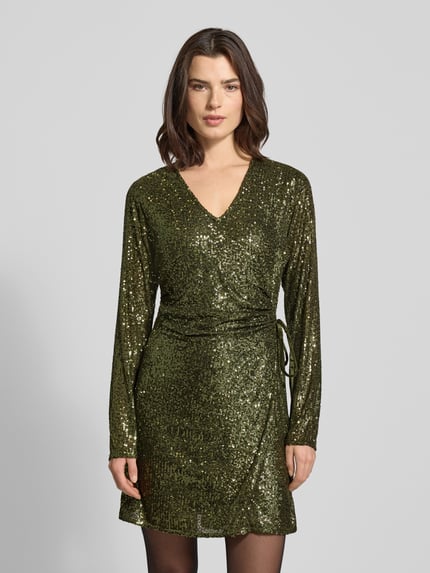 mbyM Minikleid mit Paillettenbesatz Modell 'Kilara' Dunkelgruen 4