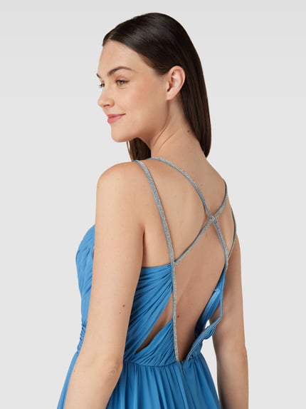 LUXUAR FASHION Avondjurk met siersteentjes Bleu - 3