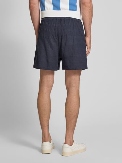 Les Deux Regular Fit Shorts mit Strukturmuster Modell 'Charlie' Dunkelblau 5