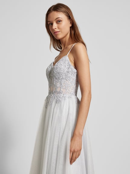LUXUAR FASHION Abendkleid mit Ziersteinbesatz Silber 3