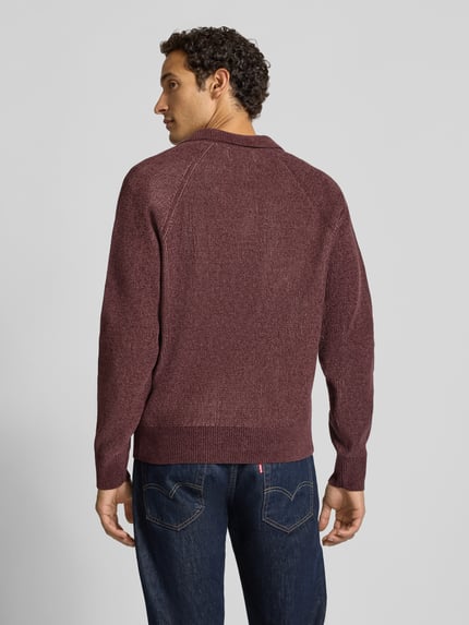 Jake*s Studio Men sweter o kroju regular fit z kołnierzykiem polo Bordowy 5