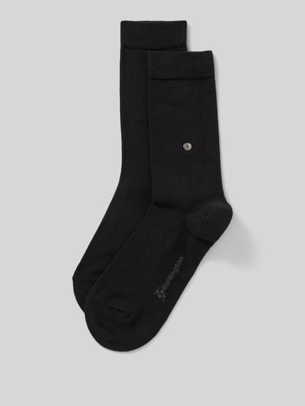 Burlington Sokken met labeldetail model 'BRIT' Zwart - 1