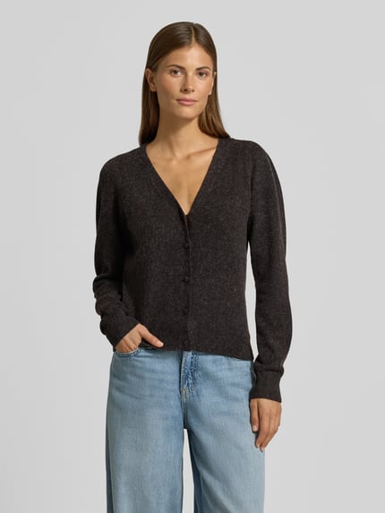 VERO MODA Regular Fit Strickjacke mit V-Ausschnitt Modell 'DOFFY' Schoko 4