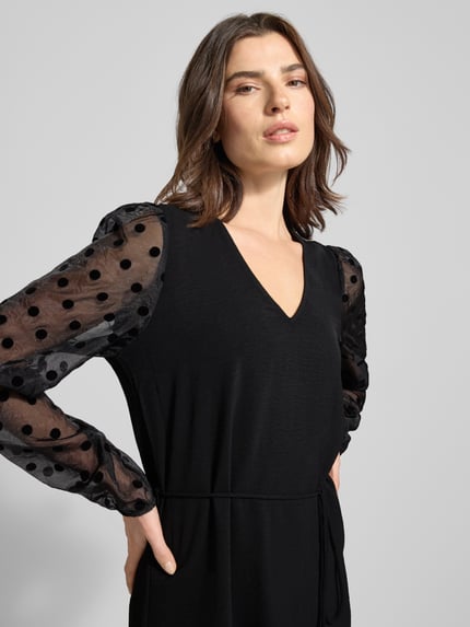 VERO MODA Soepele cocktailjurk met semi-transparante mouwen, model 'ALVA' Zwart - 3