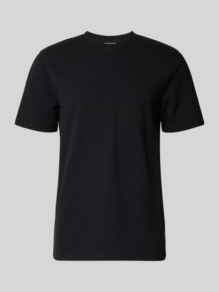 Produktfoto, Regular Fit T-Shirt aus Baumwoll-Mix Modell 'KIAN' von Only & Sons, Optik: Unifarben, Kurzarm, Piqué-Struktur, Schwarz