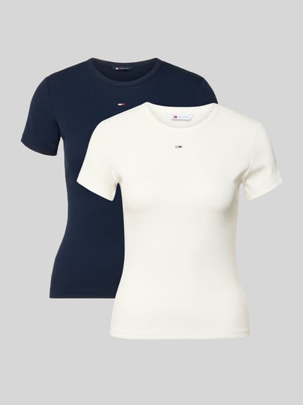 Tommy Jeans Slim Fit T-Shirts aus Baumwoll-Mix im 2-er-Pack Marine 2