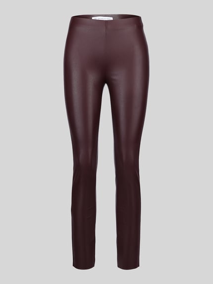 Raffaello Rossi Slim fit kunstleren broek van viscosemix model 'RESA' Bordeaux - 2