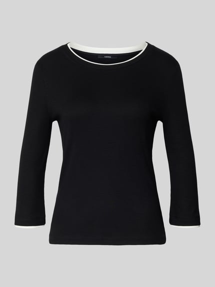 Productfoto, zwart Longsleeve met 3/4-mouw model 'Kalora' van Someday, viscose-elastaan mix, slim fit, ronde hals, ruglengte maat 36: 56 cm