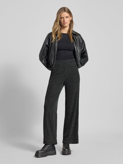 ONLY Wide Leg Hose mit elastischem Bund Modell 'CAROL' Metallic Black 1