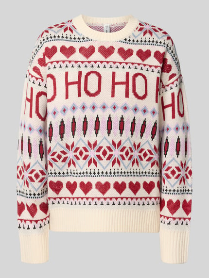 ONLY Weihnachtspullover mit Motiv-Print Offwhite 1