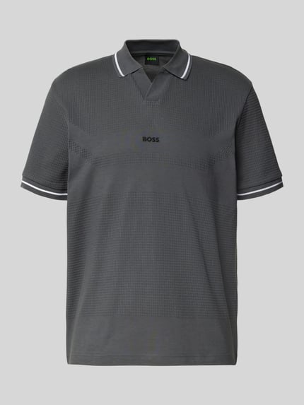 BOSS Green Regular Fit Poloshirt mit Label-Stitching Dunkelgrau 2